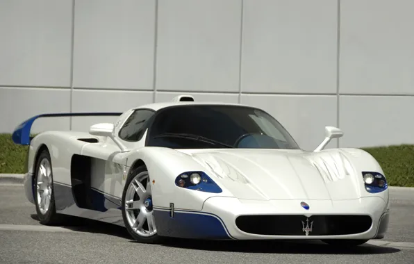 Картинка белый, голубой, Maserati, суперкар, white, supercar, blue, мазерати, mc12