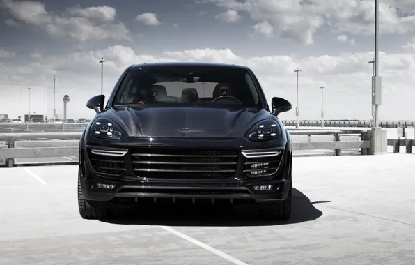 Картинка морда, черный, Porsche, порше, Black, Cayenne, кайен, TopCar, 2015