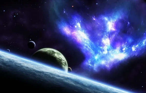 Картинка космос, звезды, планеты, арт, галактика, jkelly26