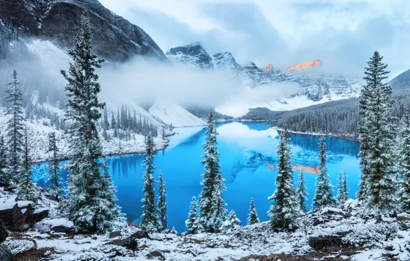 Картинка облака, снег, горы, озеро, photographer, Алексей Сулоев