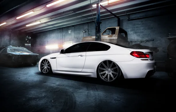 Картинка бмв, гараж, BMW, белая, white