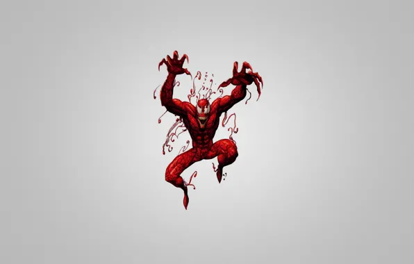 Картинка человек-паук, серый фон, Comics, Spider-Man, Carnage, красное существо
