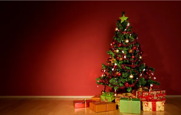 Картинка шары, игрушки, елка, новый год, подарки