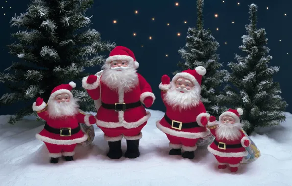 Картинка звезды, елки, Снег, ёлка, Санта Клаус, Дед Мороз, новогодние украшения