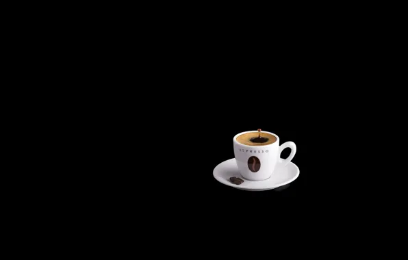 Картинка кофе, чашка, черный фон