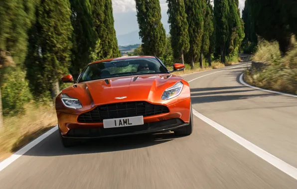 Картинка дорога, Aston Martin, суперкар, supercar, road, передок, DB11