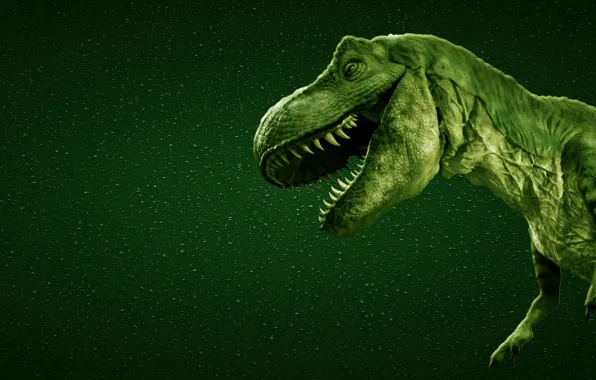 Картинка зеленый, динозавр, хищник, зубы, пасть