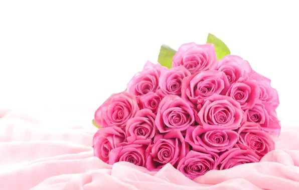 Картинка цветы, розы, букет, шелк, ткань, бутоны, листки, широкоформатные обои, розовые цветы, обои на рабочий стол, …
