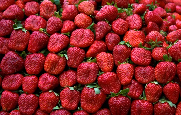 Картинка green, red, pattern, leaves, fruit, strawberries