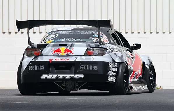 Картинка Mazda, Drift, Tuning, Team, RX-8, Competition, Rims, Widebody, Sportcar, Spoiler, Red-Bull Racing