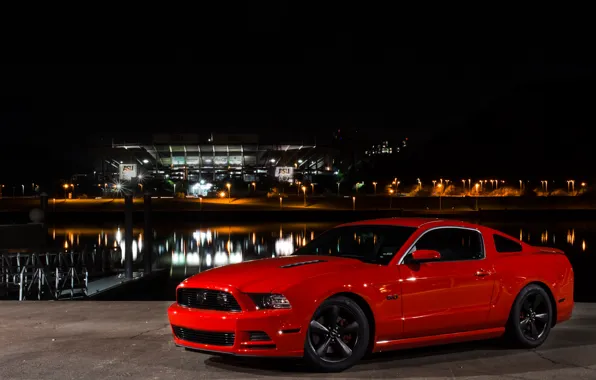 Картинка Mustang, Ford, Light, Red, Front, Night