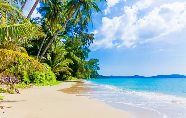 Картинка песок, море, волны, пляж, берег, summer, beach, sea, blue, sand, shore, paradise