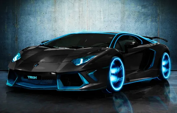 Картинка Lamborghini, black, tron, Aventador
