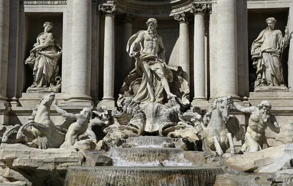 Картинка Рим, Италия, скульптура, фонтан Треви