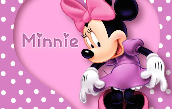 Картинка heart, pink, cartoon, disney, purple, mouse, polka dots, minnie