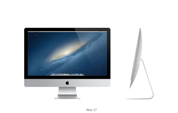 Картинка Apple, галактика, Dock, тонкий, OS X Mountain Lion, iMac 27 inch, ультра, core i7, my …