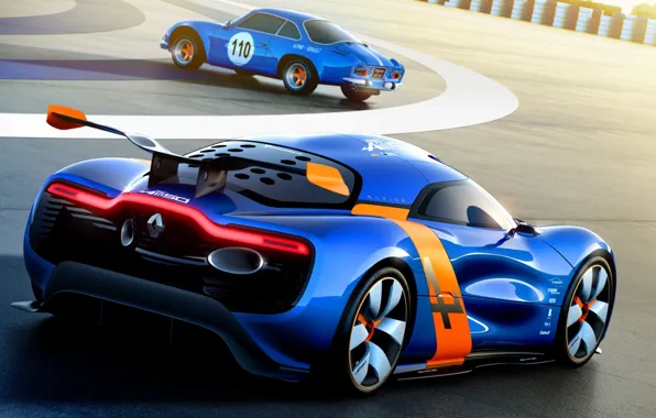 Картинка Concept, концепт, Renault, Рено, вид сзади, гоночный трек, Алпайн, Alpine, A110-50