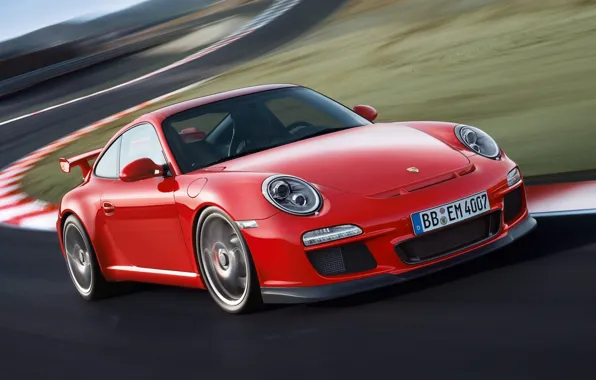 Картинка 911, 997, Porsche, Порше, GT3, передок, ГТ3.красный