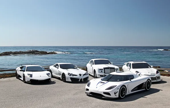 Картинка белый, Lamborghini, white, mercedes, supercar, porsche, порше, мерседес, panamera, sls, суперкары, phantom, ламборгини, кёнигсегг, koenigsegg, …
