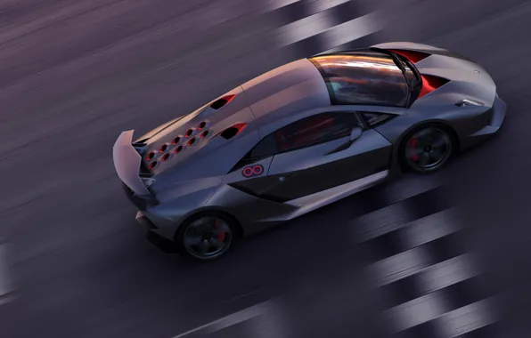 Картинка скорость, трасса, Lamborghini, Sesto Elemento, финишная черта