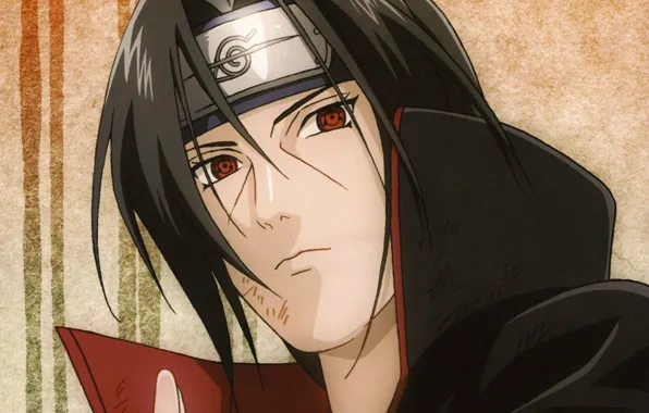 Картинка портрет, повязка, Naruto, красные глаза, sharingan, Akatsuki, Itachi uchiha