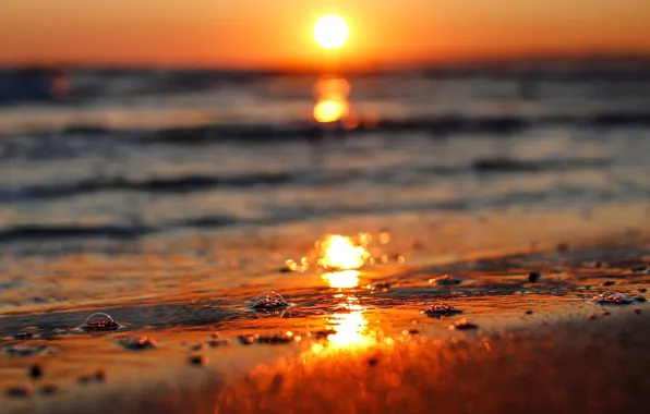 Картинка море, вода, солнце, закат, природа, река, фон, widescreen, обои, волна, wallpaper, sea, широкоформатные, background, боке, …