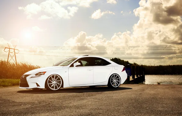 Картинка Lexus, white, vossen wheels, frontside, IS F-sport