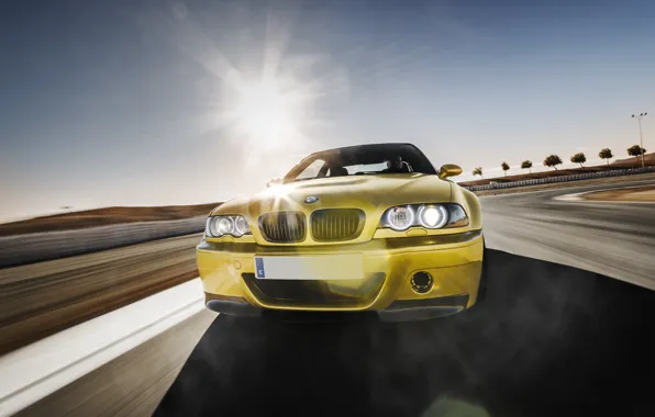 Картинка бмв, BMW, перед, gold, E46, золотая