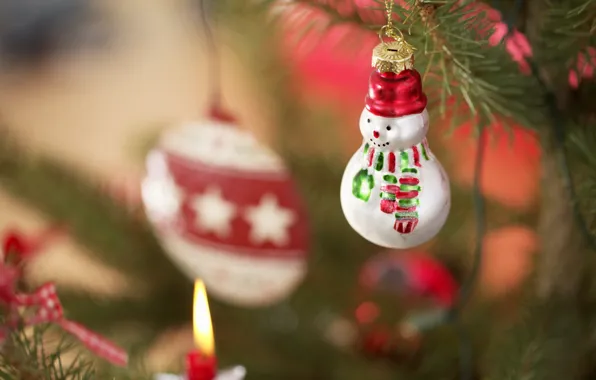 Картинка праздник, игрушки, новый год, снеговик, ёлка, декорации, happy new year, christmas decoration, новогодние обои, christmas …