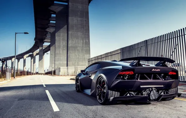 Картинка мост, Lamborghini, опоры, спойлер, carbon, Sesto Elemento
