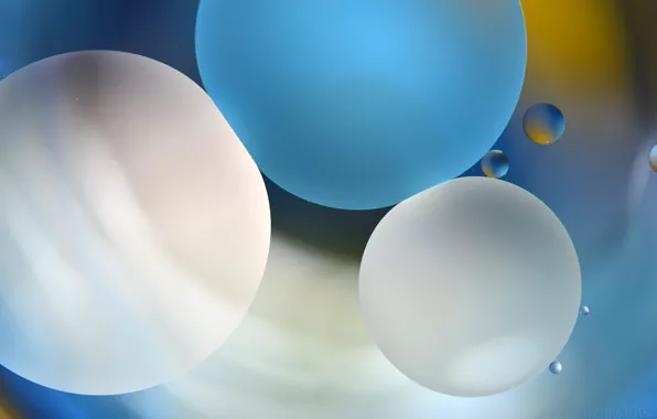 Картинка вода, макро, масло, шар, круг, воздух, объем, пузырек