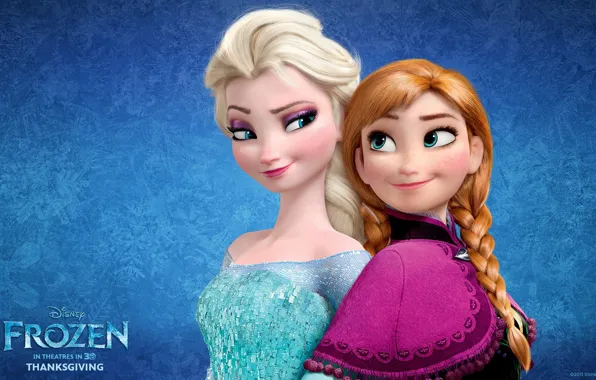 Картинка мультфильм, Frozen, Disney, Анна, Anna, сёстры, принцессы, Princess, sisters, Elsa, Эльза, Snow Queen, Холодное сердце