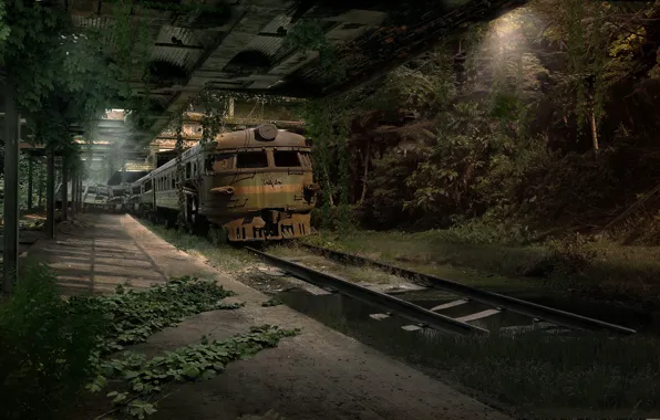 Картинка дорога, метро, апокалипсис, поезд