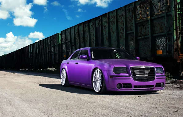 Картинка Chrysler, wheels, 300, vossen, purple, frontside