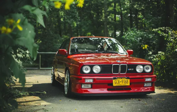Картинка бмв, BMW, перед, red, красная, tuning, e30