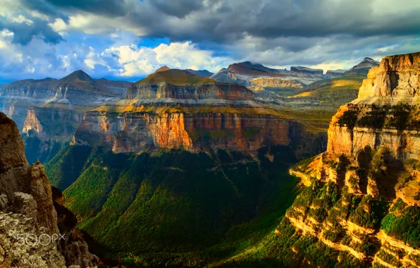 Картинка свет, горы, скалы, каньон