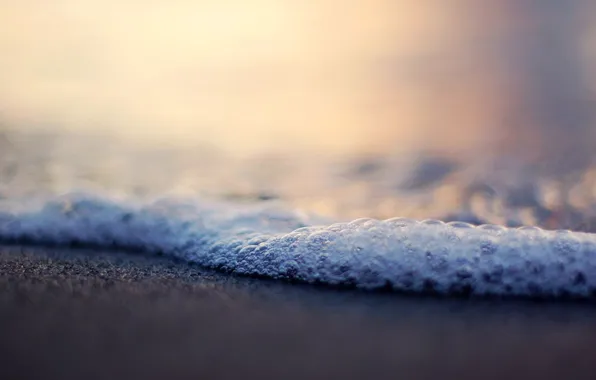 Картинка песок, море, пляж, пена, вода, пузырьки, берег, волна, размытость, sea, water