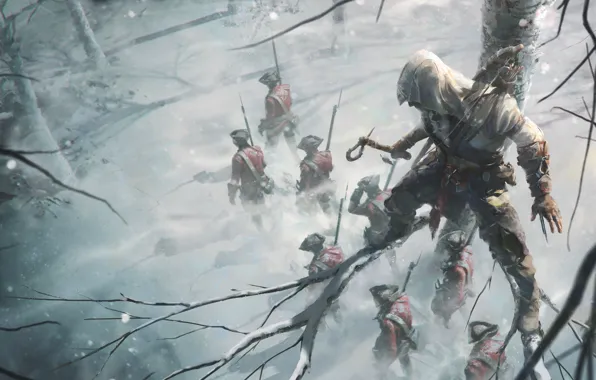 Картинка солдаты, Ubisoft, Assassin's Creed III, Коннор, Assassin’s Creed 3