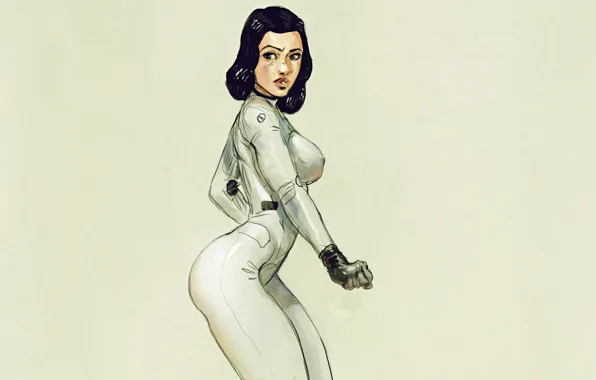 Картинка девушка, арт, костюм, suit, post apocalyptic, space suit
