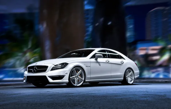 Картинка белый, тюнинг, wallpaper, мерседес, autowalls, Mercedes Benz CLS, hd pictures