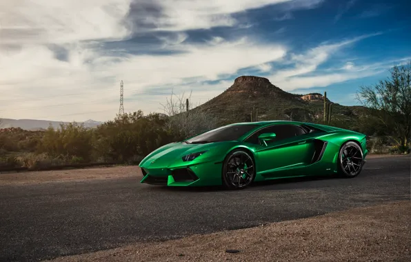 Картинка green, supercar, Lamborghini Aventador