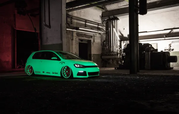 Картинка green, Volkswagen, Light, tuning, Tron, Golf, VII