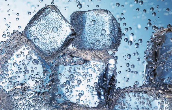 Картинка лед, вода, макро, пузырьки, пузыри, лёд, газировка