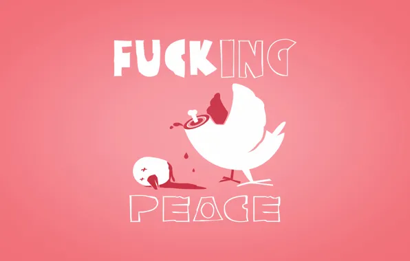 Картинка курица, Peace fuck, безголовая