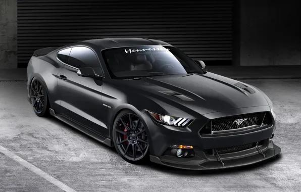 Картинка Mustang, Ford, Front, Black, Hennessey, 2015, Hpe700