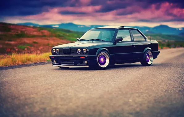 Картинка BMW, black, front, E30, BBS, 3 Series, 325i