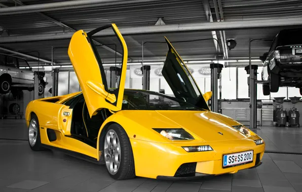 Картинка желтый, Lamborghini, diablo, yellow, диабло, ламборгиги