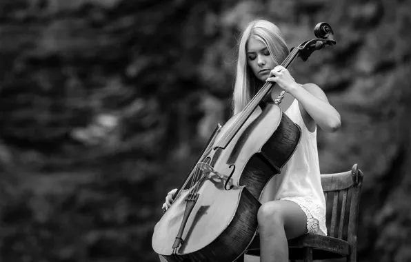 Картинка девушка, музыка, виолончель