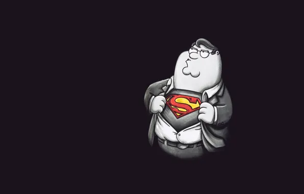 Картинка темный фон, superman, Гриффины, супермен, Family Guy, Peter Griffin