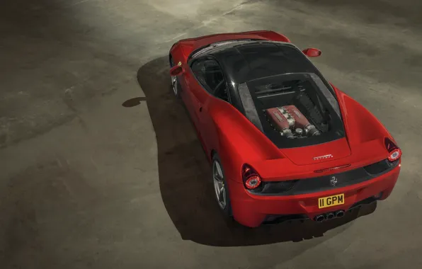 Картинка Ferrari, Red, Power, 458, Italia, Photography, Supercar, Rear